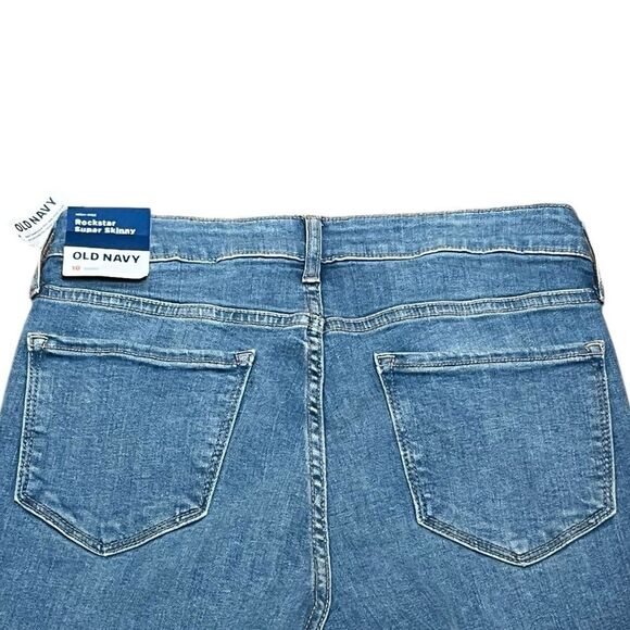 Old Navy Women’s Blue High-Rise Rockstar Super Skinny Denim Jeans, Size 10S, NWT - Picture 3 of 10
